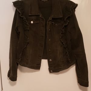 Denim jacket with Ruffle Detail